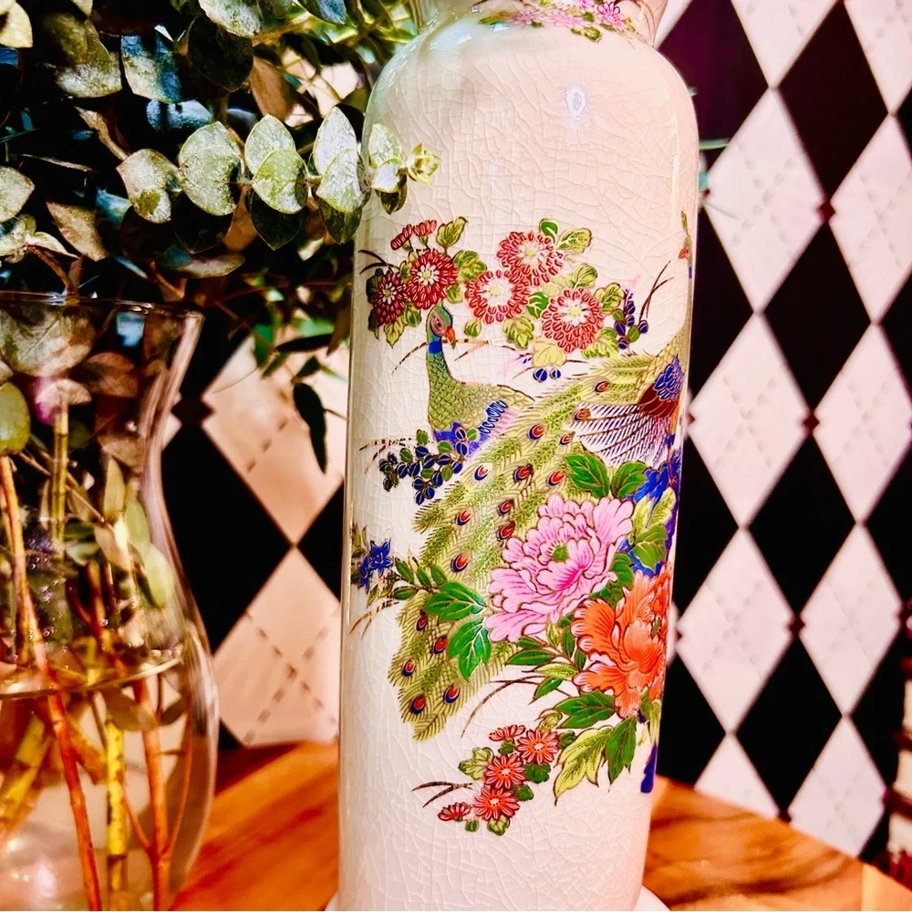 Vintage Japanese Crackle-Glaze‎ Peacock Vase – 12